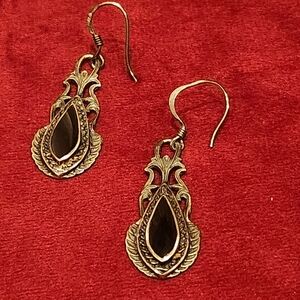 Vintage Sterling Silver Onyx Earrings